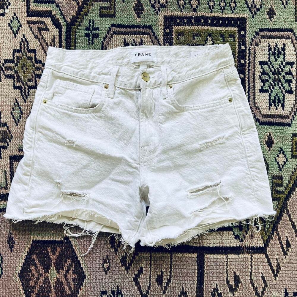 Frame Le Brigette Cream Denim Shorts